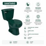 Sanitario de Dos Piezas Cerámico Ecoline con Descarga Eficiente de Manija Color Verde