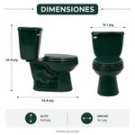 Sanitario de Dos Piezas Cerámico Ecoline con Descarga Eficiente de Manija Color Verde