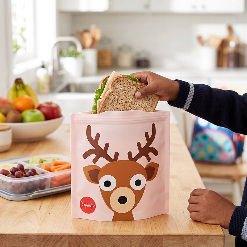 Sandwichera Reutilizable para Sándwich y Snacks Diseño Venado Rosado