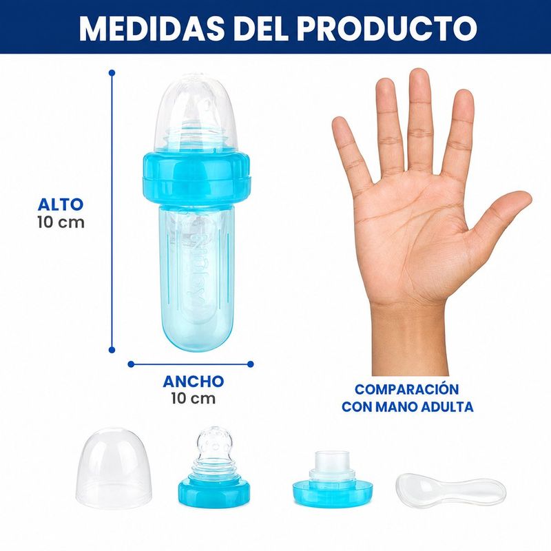 Cuchara Dispensadora de Silicona con Tapa Autoalimentación para Bebé 10 cm - Colores Surtidos