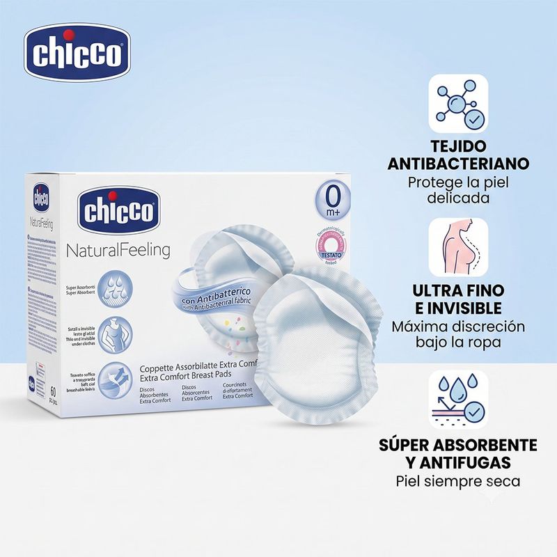 Pads Absorbentes de Lactancia Antibacteriales Ultrafinos y Antifugas, 60 Unidades