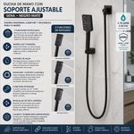 Ducha de Mano con Soporte Ajustable Sena Color Negro Mate