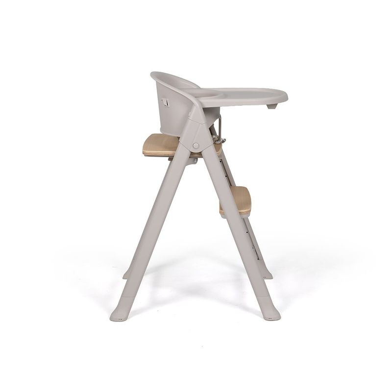 Silla de Comer para Bebé 4 en 1 Color Gris con Detalles en Madera