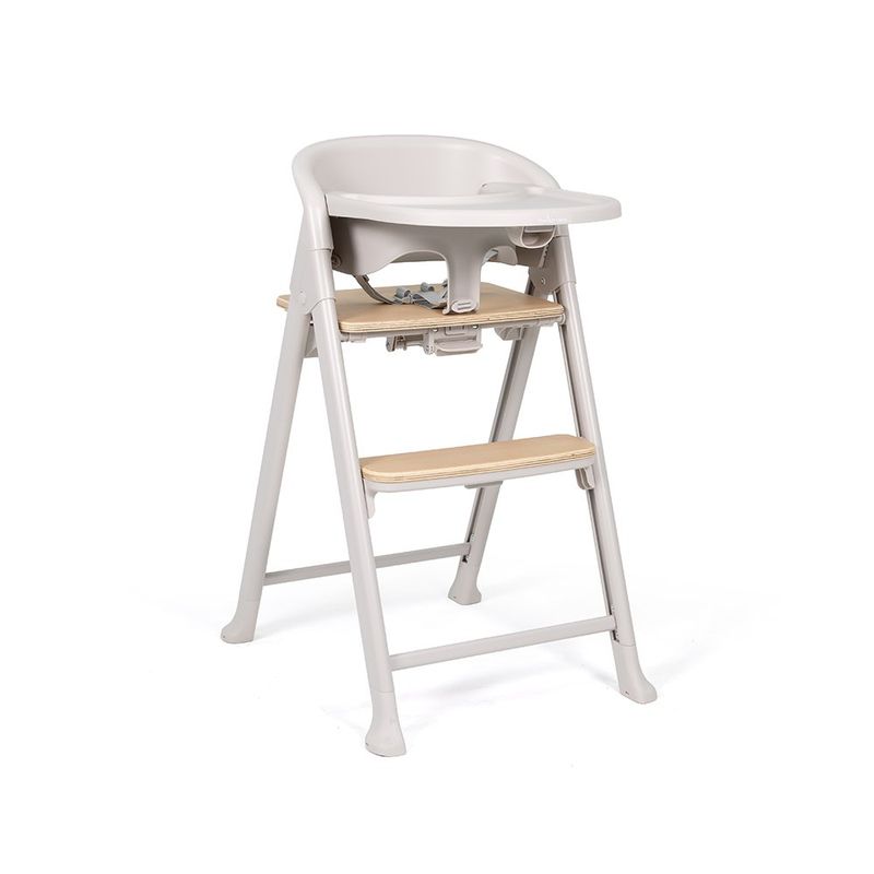 Silla de Comer para Bebé 4 en 1 Color Gris con Detalles en Madera