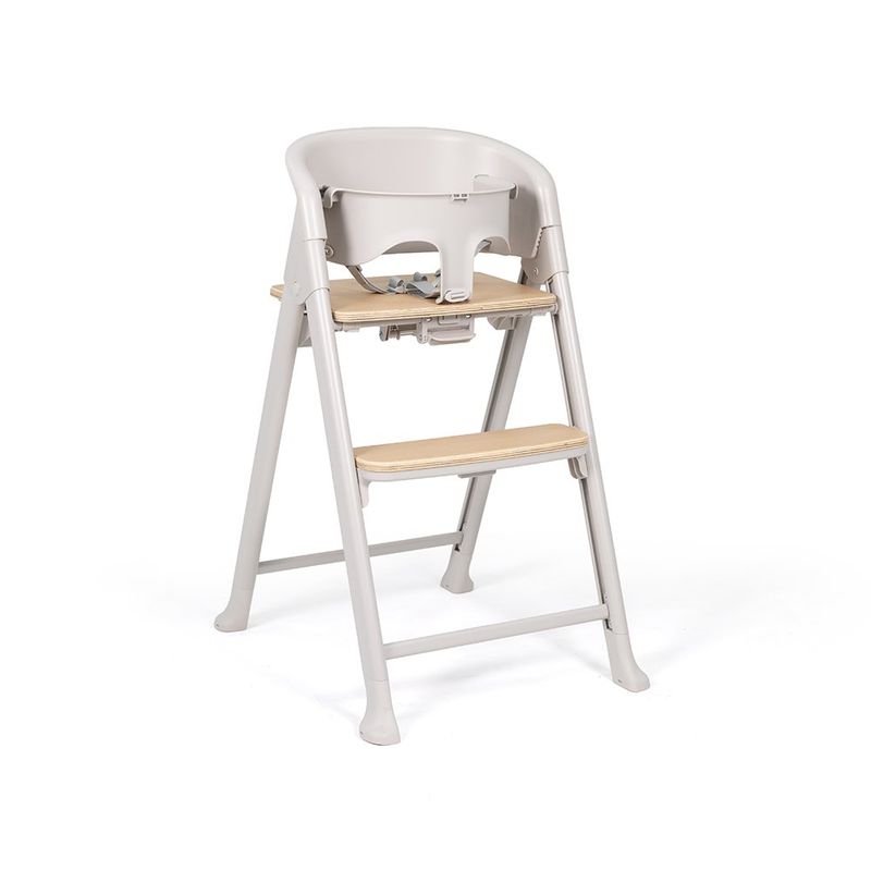 Silla de Comer para Bebé 4 en 1 Color Gris con Detalles en Madera