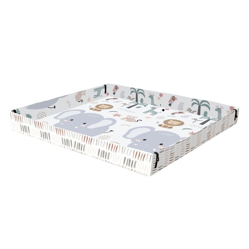 Alfombra de Juego Plegable para Bebé con Cerco Reversible Diseño Selva