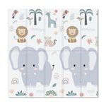 Alfombra de Juego Plegable para Bebé con Cerco Reversible Diseño Selva