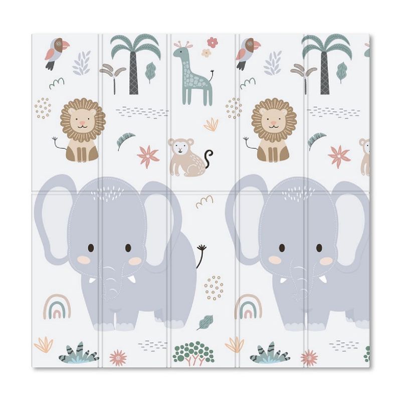 Alfombra de Juego Plegable para Bebé con Cerco Reversible Diseño Selva