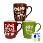 Taza de Cerámica Matte 13.5 Oz con Frases Decorativas Colores Surtidos