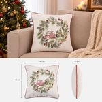 Cojín Decorativo Navideño de Algodón 45 x 45 Cm Bordado Diseño Corona con Paisaje