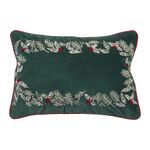 Cojín Decorativo Navideño de Algodón 35 x 50 Cm Bordado Diseño Follaje Verde