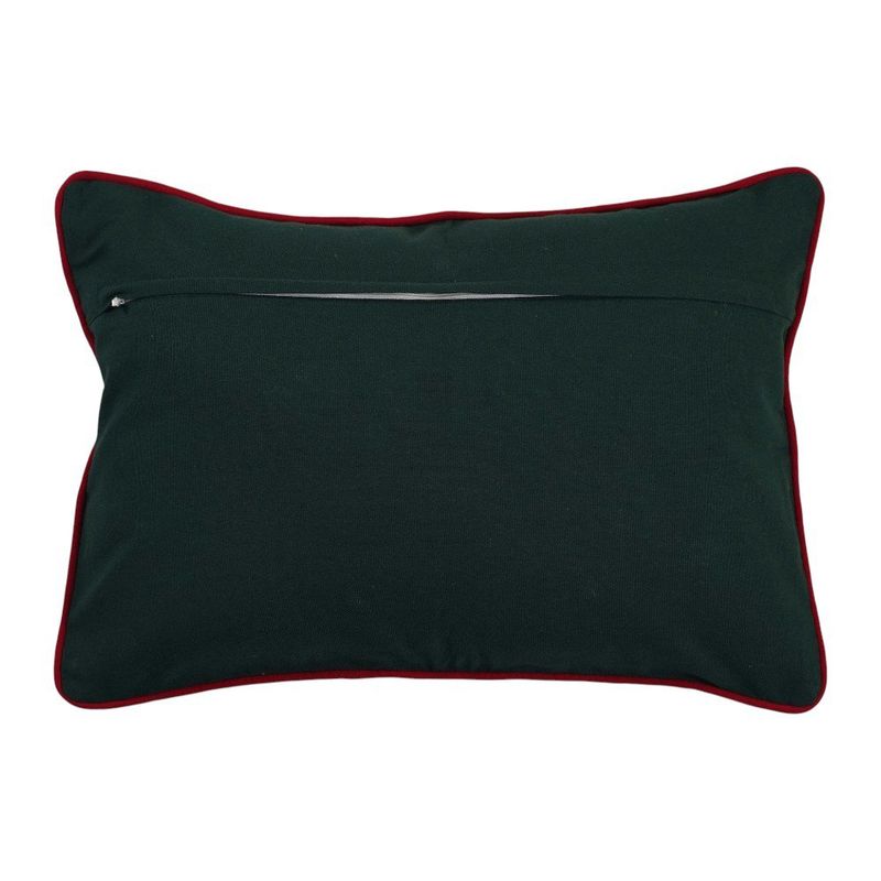 Cojín Decorativo Navideño de Algodón 35 x 50 Cm Bordado Diseño Follaje Verde