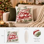 Cojín Decorativo Navideño de Algodón 45 x 45 Cm Bordado Diseño Merry Christmas con Cierre