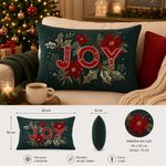 Cojín Decorativo Navideño de Algodón 35 x 50 Cm Bordado Diseño Joy con Fondo Verde