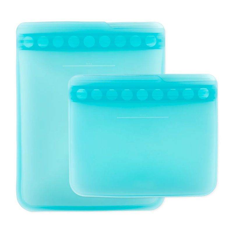 Set de 2 Bolsas Reutilizables Planas de Silicona para Alimentos Color Azul