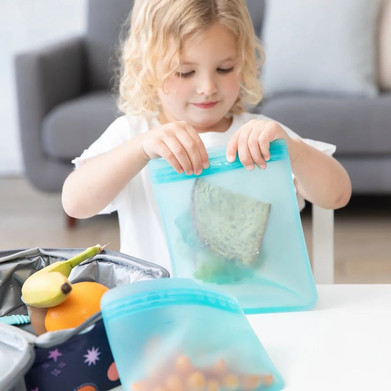 Set de 2 Bolsas Reutilizables Planas de Silicona para Alimentos Color Azul