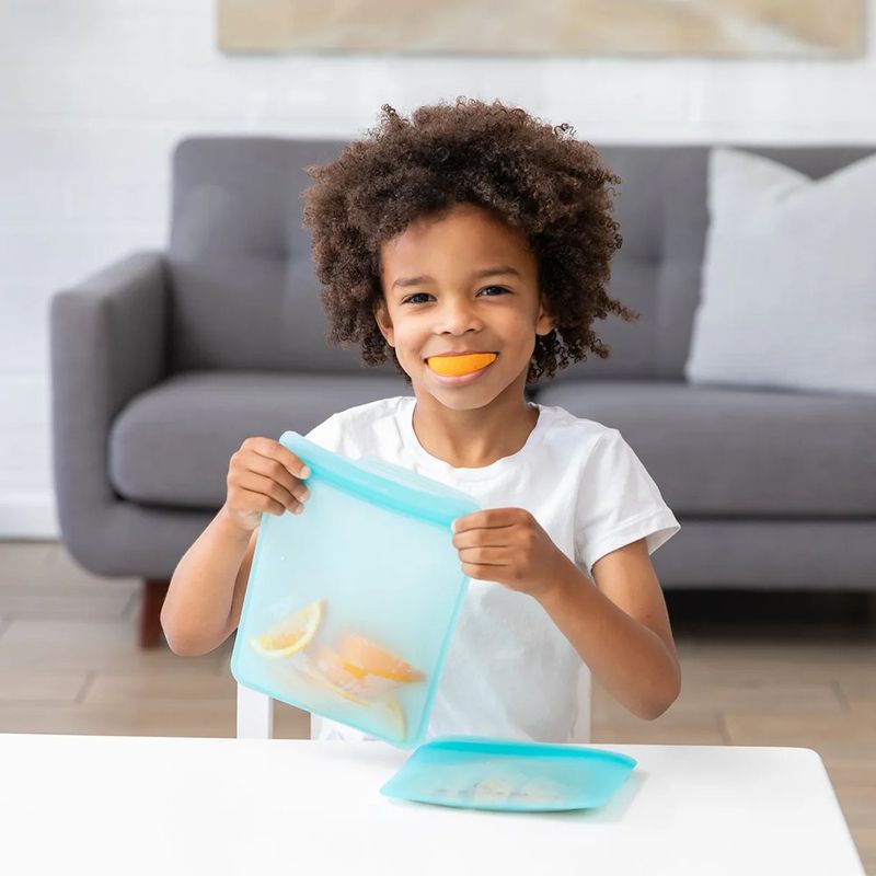 Set de 2 Bolsas Reutilizables Planas de Silicona para Alimentos Color Azul