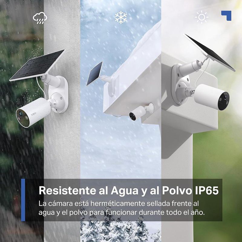 Cámara de Seguridad Exterior C410 KIT WiFi 2K con Panel Solar y Visión Nocturna en Color Blanco