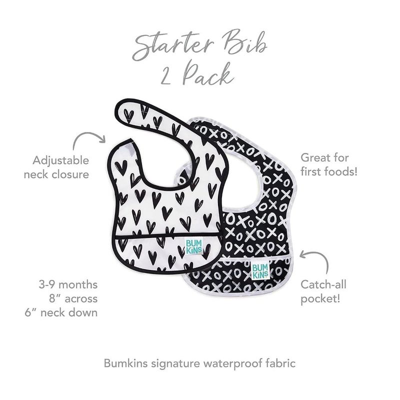 Set de 2 Baberos Impermeables Starter XOXO y Corazones