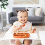 Set de Cuchara y Tenedor de Entrenamiento de Silicona para Bebé Color Café