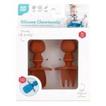 Set de Cuchara y Tenedor de Entrenamiento de Silicona para Bebé Color Café