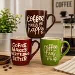 Taza de Cerámica Matte 13.5 Oz con Frases Decorativas Colores Surtidos
