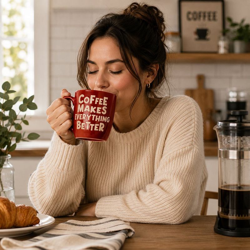 Taza de Cerámica Matte 13.5 Oz con Frases Decorativas Colores Surtidos
