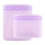 Set de 2 Bolsas Reutilizables Planas de Silicona para Alimentos Color Morado
