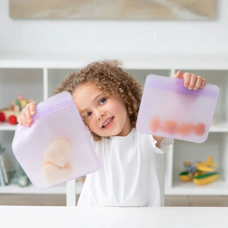 Set de 2 Bolsas Reutilizables Planas de Silicona para Alimentos Color Morado