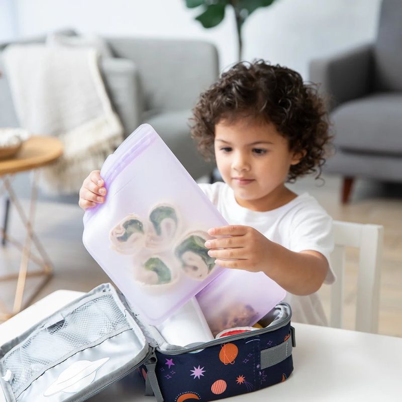 Set de 2 Bolsas Reutilizables Planas de Silicona para Alimentos Color Morado