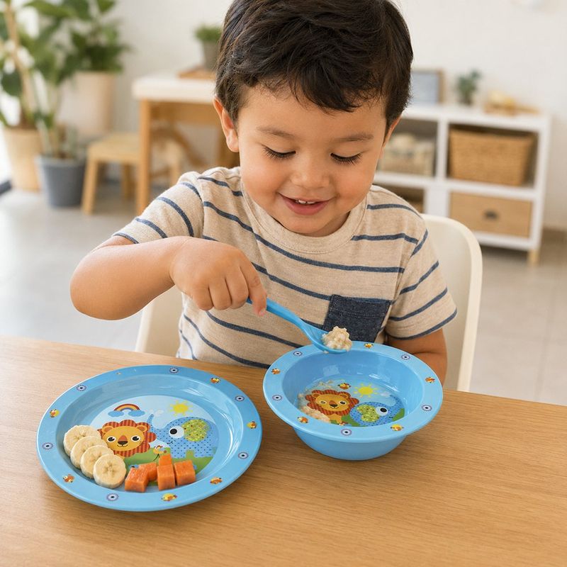 Set de Platos con Cubierto Diseño de Animales, 3 Piezas - Presentación Surtida