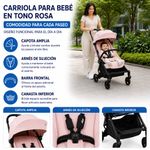 Carruaje de Paseo para Bebé Nano con Plegado Ultracompacto y Capota Amplia Color Rosado