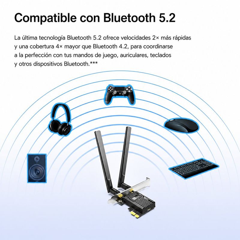 Adaptador PCI Express Archer TX55E Wi-Fi 6 AX3000 con Bluetooth 5.2 y 2 Antenas en Color Negro