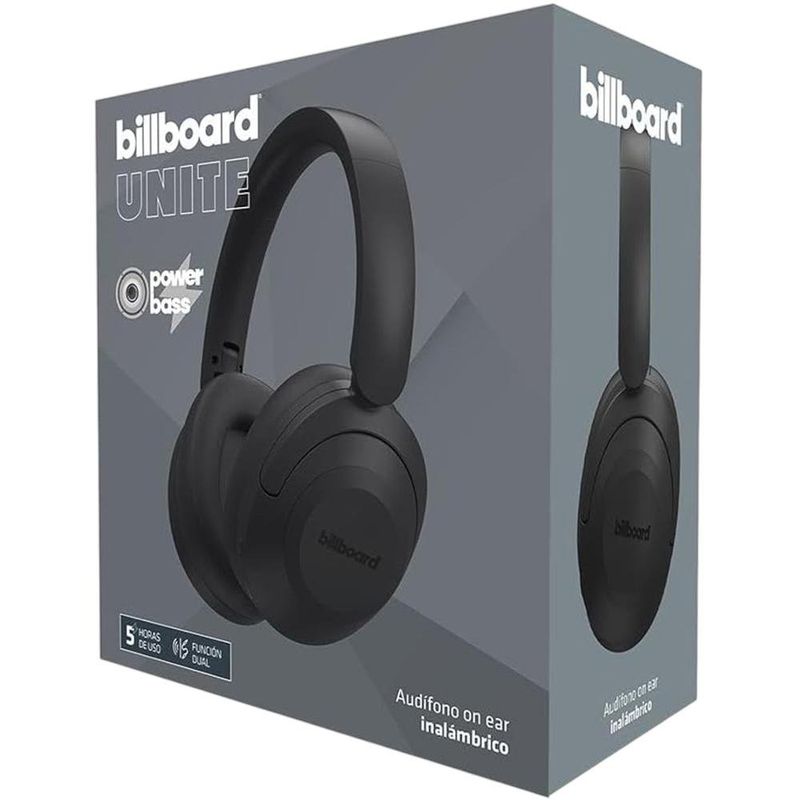 Audífonos Inalámbricos Unite On-Ear Bluetooth 5.3 con Entrada 3.5 mm y USB Tipo C en Color Negro