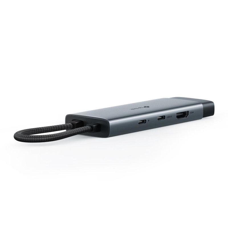 Hub USB Tipo-C 6 en 1 con HDMI 4K, Ethernet Gigabit y Power Delivery 100W en Color Gris