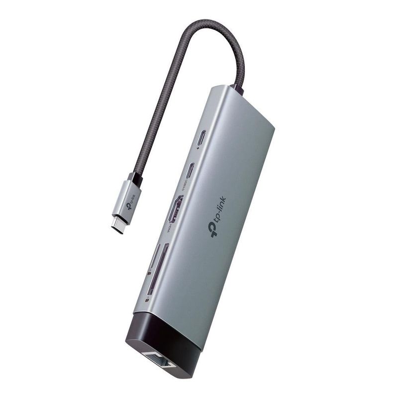 Hub USB Tipo-C 9 en 1 con HDMI 4K, Ethernet Gigabit y Lector SD 100W en Color Gris