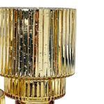 Set de Candeleros de Vidrio de 30, 35 y 40 cm para Decoración Navideña Dorado, 3 Unidades