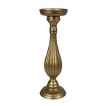 Portavela Decorativo de MDF 24 x 11 cm con Base Redonda para Mesa Dorado