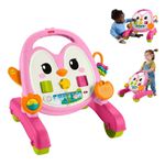 Andador Ríe y Aprende Pingüino Interactivo 2 en 1 con Luces, Sonidos y Actividades Color Rosado