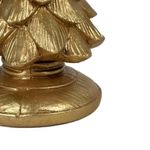 Portavela Decorativo de Resina 15 cm Diseño Pino para Mesa Dorado