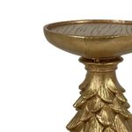 Portavela Decorativo de Resina 15 cm Diseño Pino para Mesa Dorado