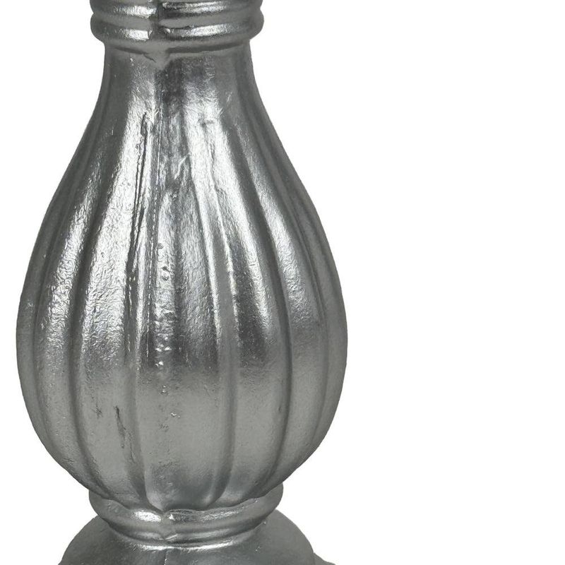 Portavela Decorativo de MDF 17 cm con Base Amplia para Mesa Plateado