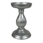 Portavela Decorativo de MDF 17 cm con Base Amplia para Mesa Plateado