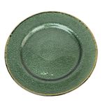 Plato Base de Vidrio Texturizado 33 cm para Montaje de Mesa con Borde Dorado Verde