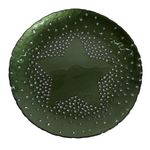 Plato Base de Vidrio 33 cm con Diseño en Relieve de Estrella para Montaje de Mesa Verde