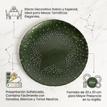Plato Base de Vidrio 33 cm con Diseño en Relieve de Estrella para Montaje de Mesa Verde