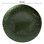 Plato Base de Vidrio 33 cm con Diseño en Relieve de Estrella para Montaje de Mesa Verde