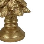 Portavela Decorativo de Resina 26 cm Diseño Pino para Mesa Dorado