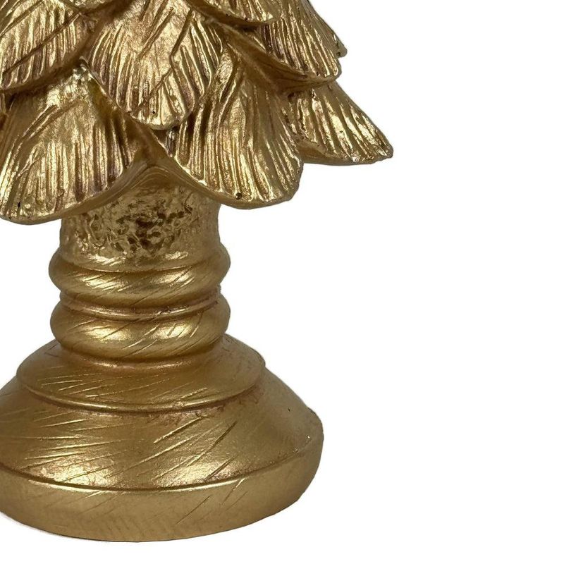 Portavela Decorativo de Resina 26 cm Diseño Pino para Mesa Dorado
