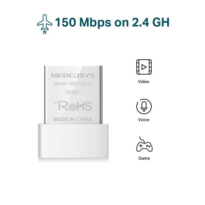 Adaptador Nano USB Inalámbrico Wi-Fi N150 en Color Blanco